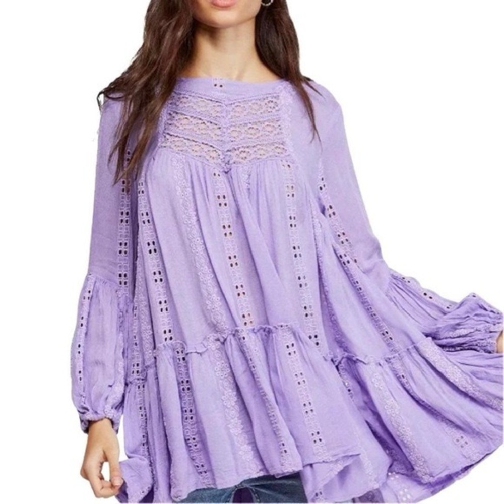 Free People Lavender Lace Tunic